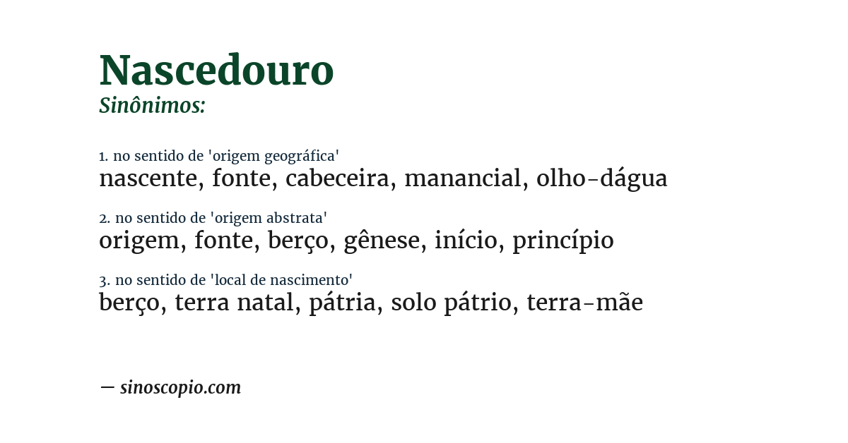 Sinônimo de nascedouro