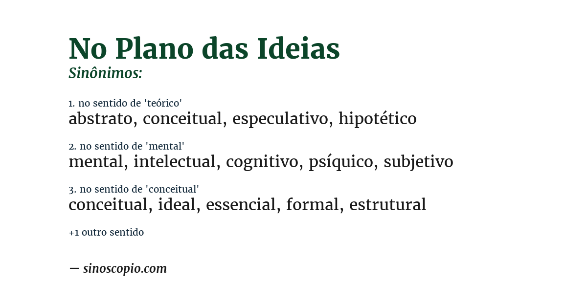 Sinônimo de no plano das ideias