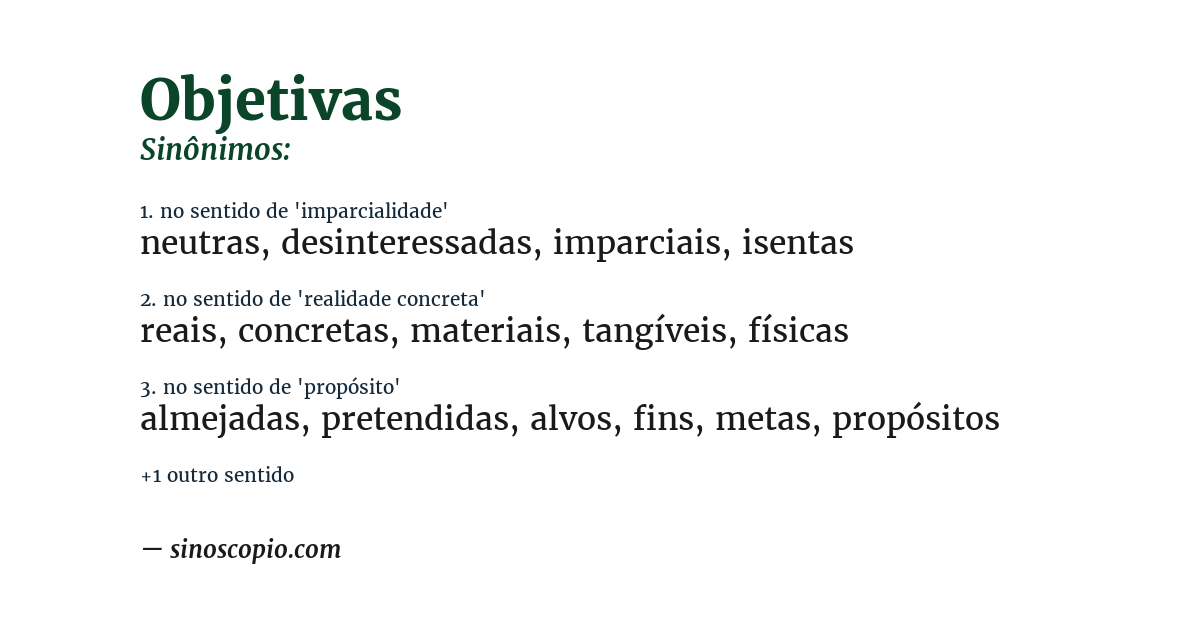 Sinônimo de objetivas
