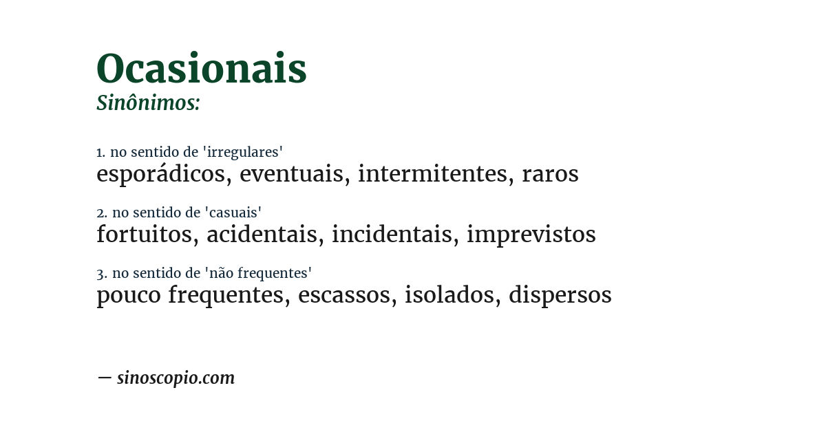 Sinônimo de ocasionais