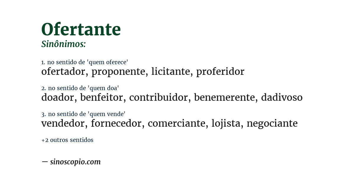 Sinônimo de ofertante