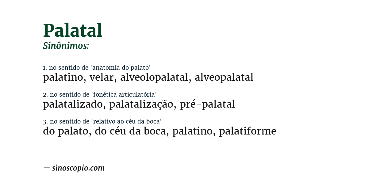Sinônimo de palatal