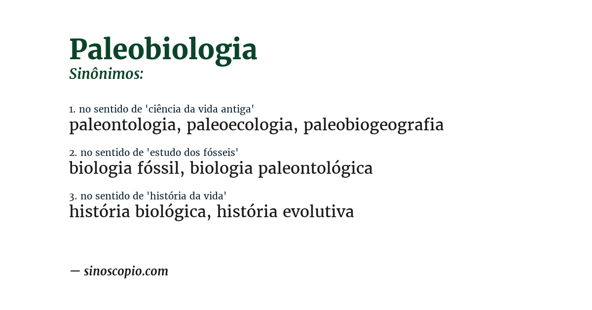 Sinônimo de paleobiologia