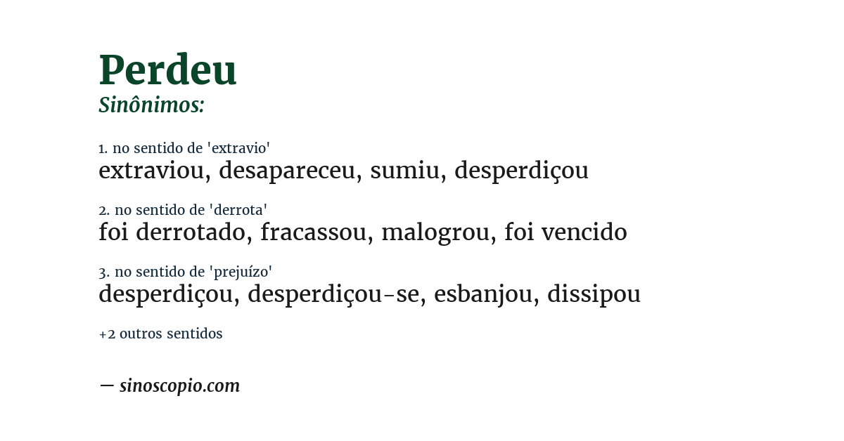Sinônimo de perdeu