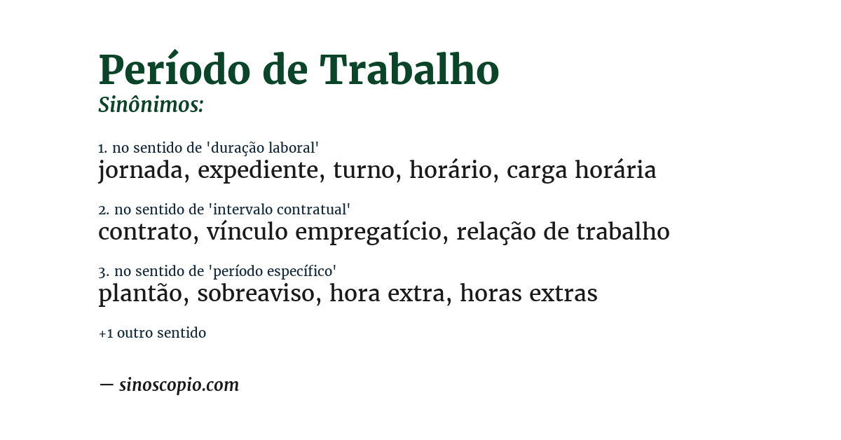 Sinônimo de período de trabalho