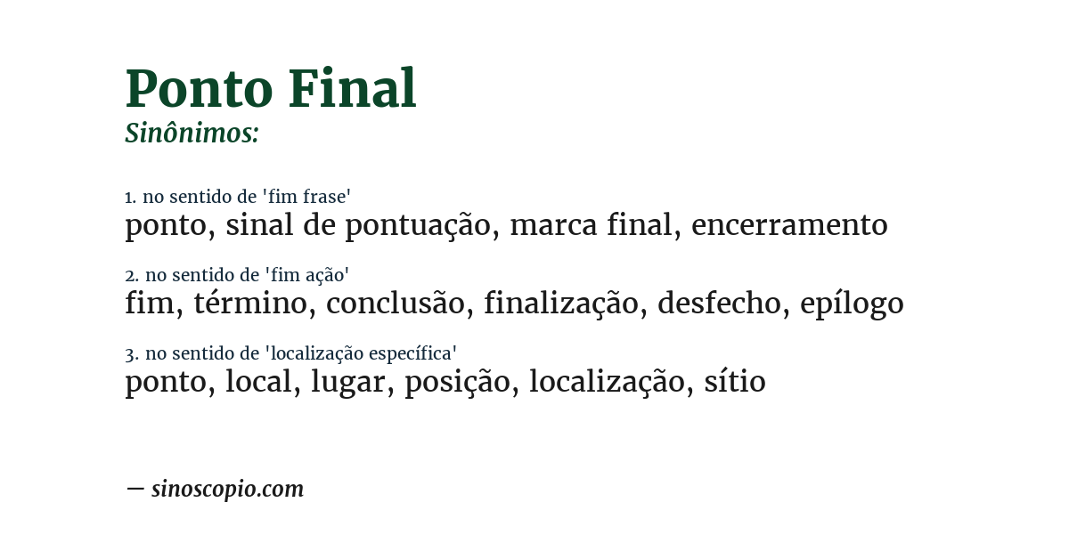 Sinônimo de ponto final