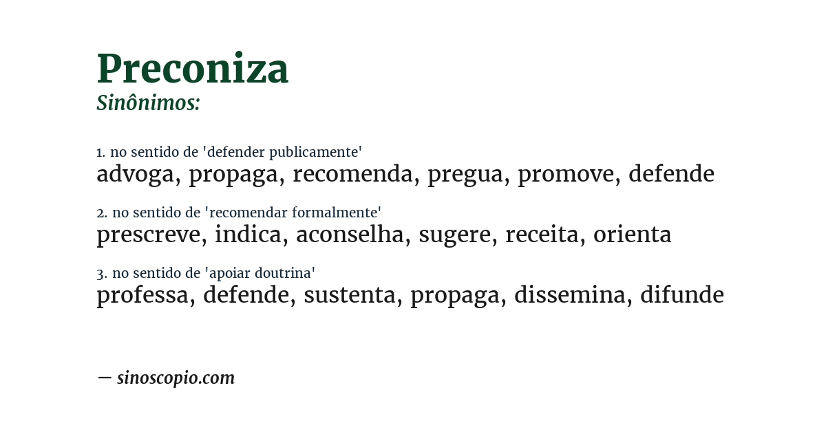 Sinônimo de preconiza