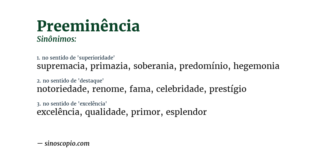 Sinônimo de preeminência