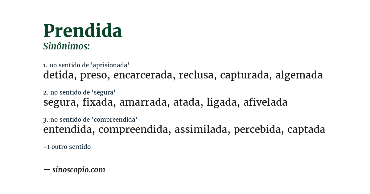Sinônimo de prendida