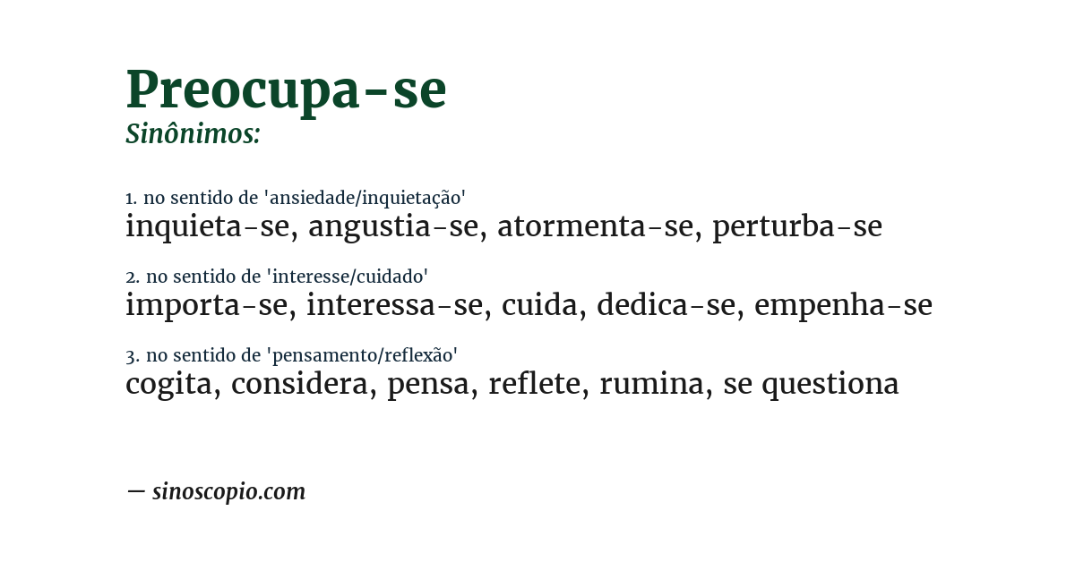 Sinônimo de preocupa-se