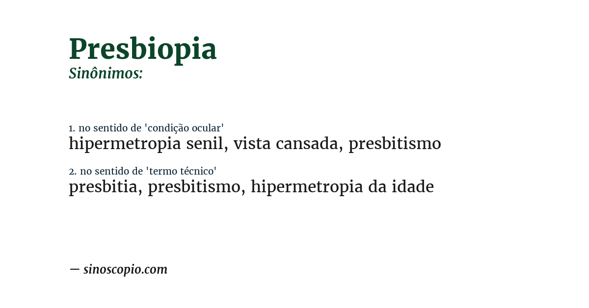 Sinônimo de presbiopia