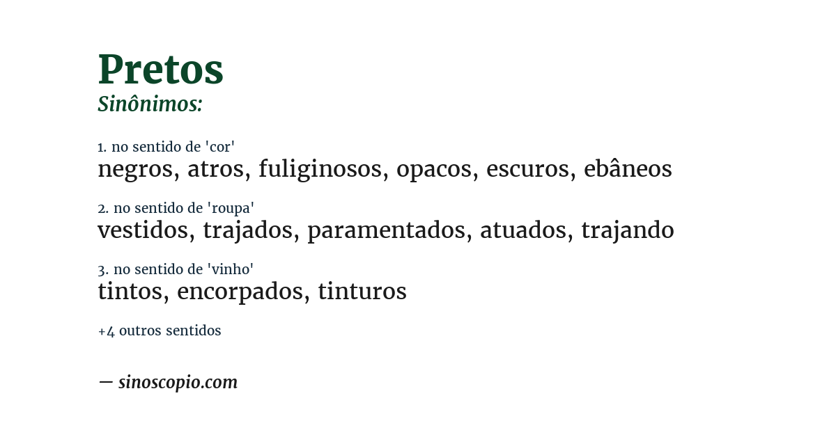 Sinônimo de pretos