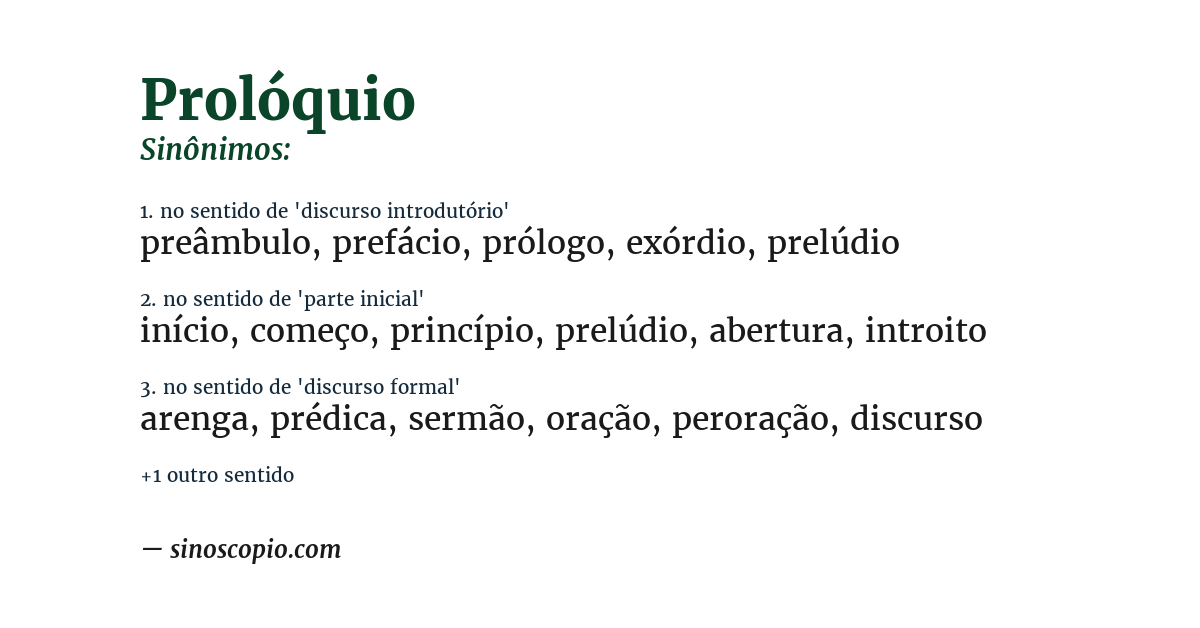 Sinônimo de prolóquio
