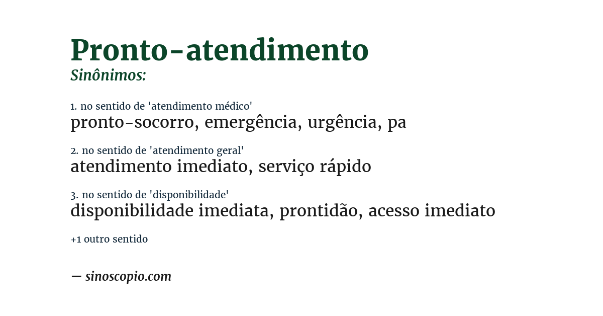 Sinônimo de pronto-atendimento