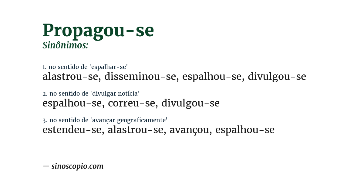 Sinônimo de propagou-se
