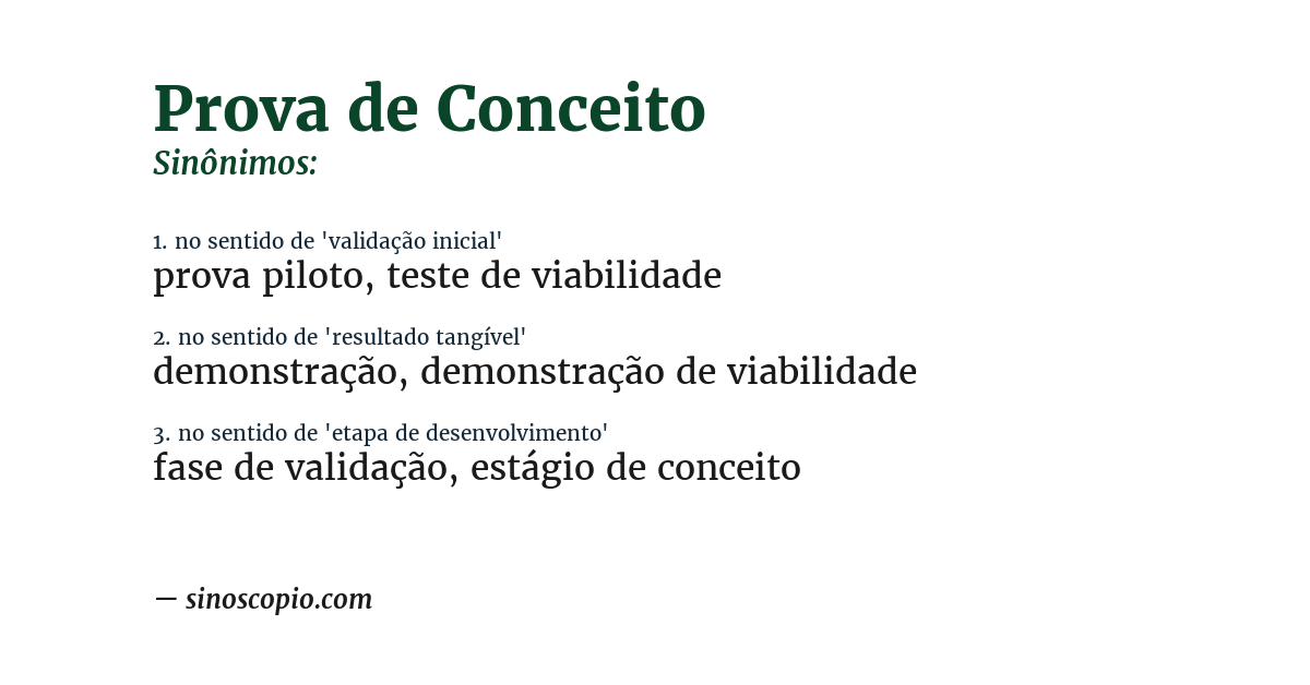 Sinônimo de prova de conceito