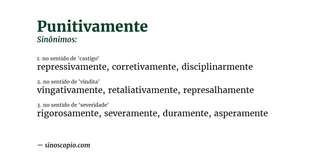 Sinônimo de punitivamente