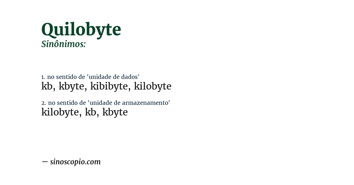Sinônimo de quilobyte