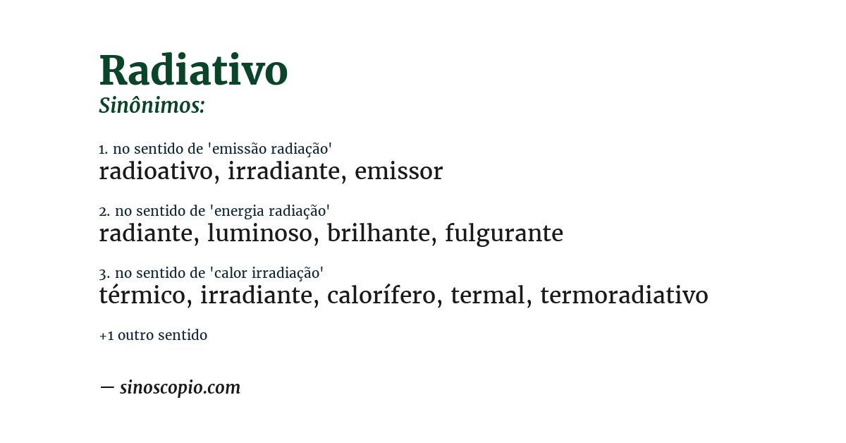 Sinônimo de radiativo