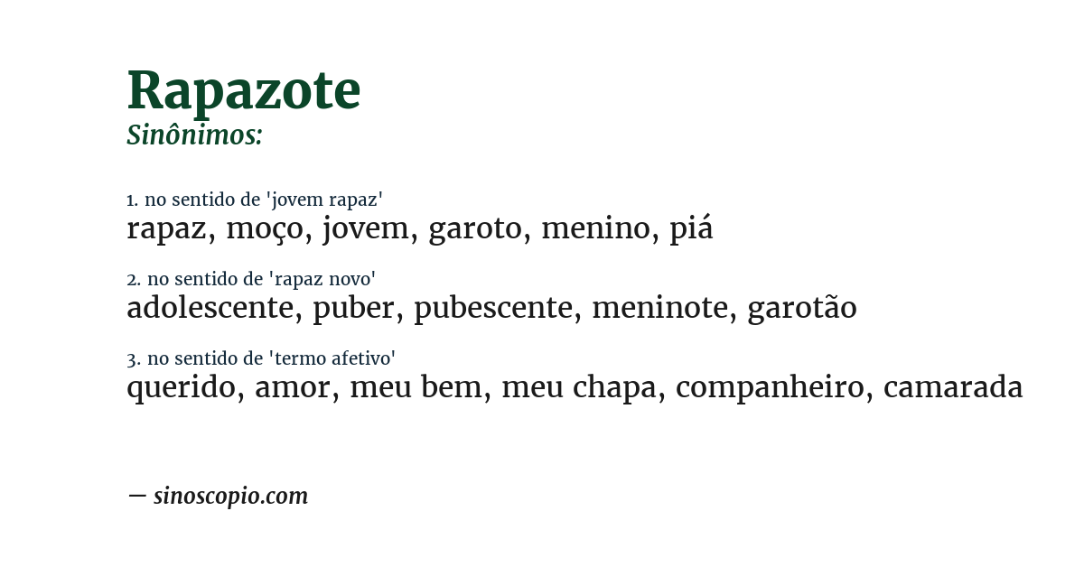 Sinônimo de rapazote