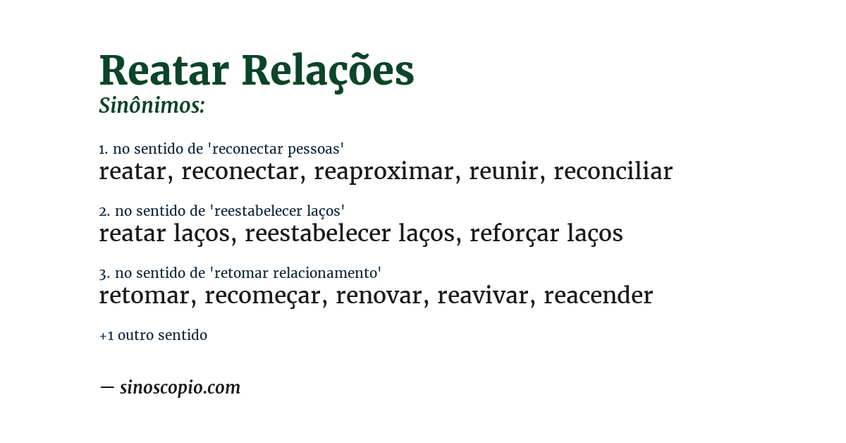 Sinônimo de reatar relações