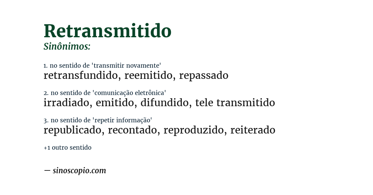 Sinônimo de retransmitido