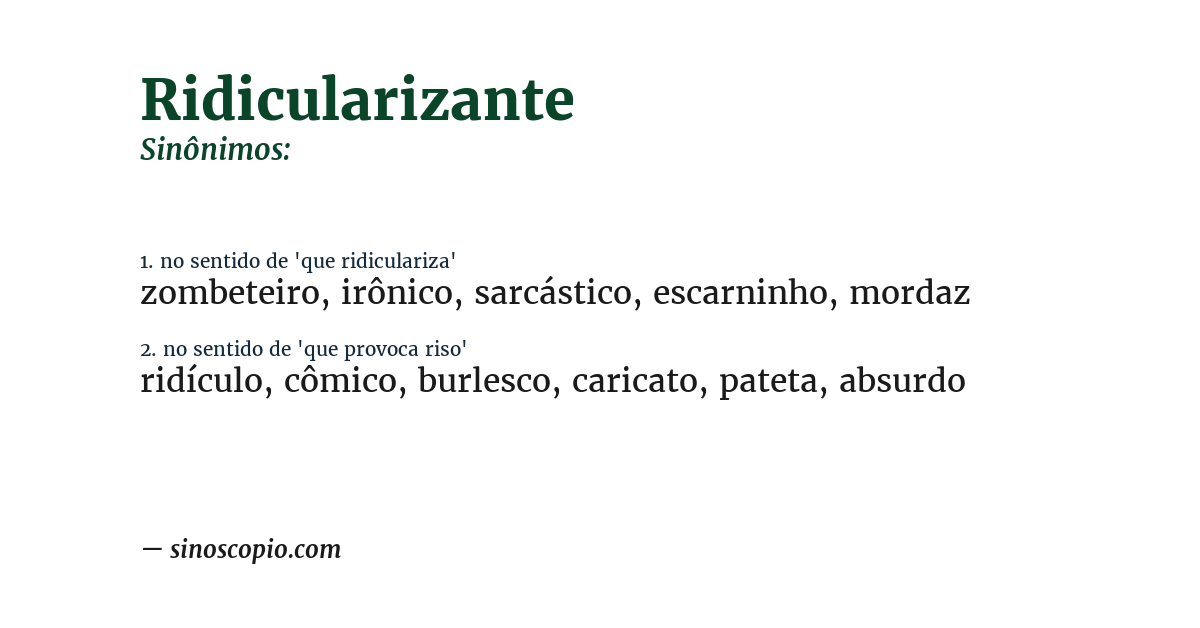 Sinônimo de ridicularizante