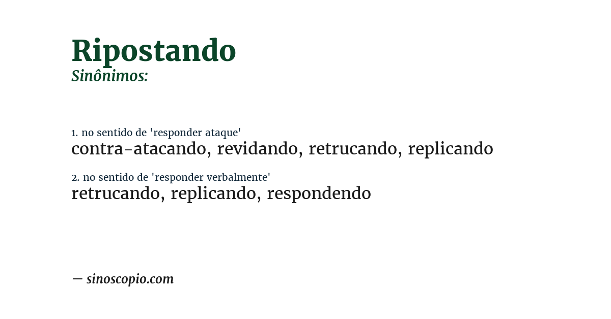 Sinônimo de ripostando