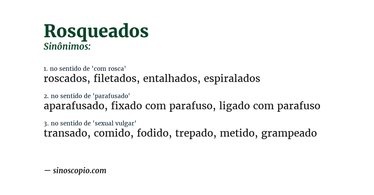 Sinônimo de rosqueados