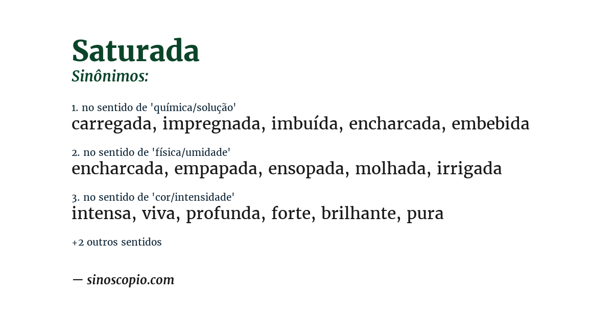 Sinônimo de saturada