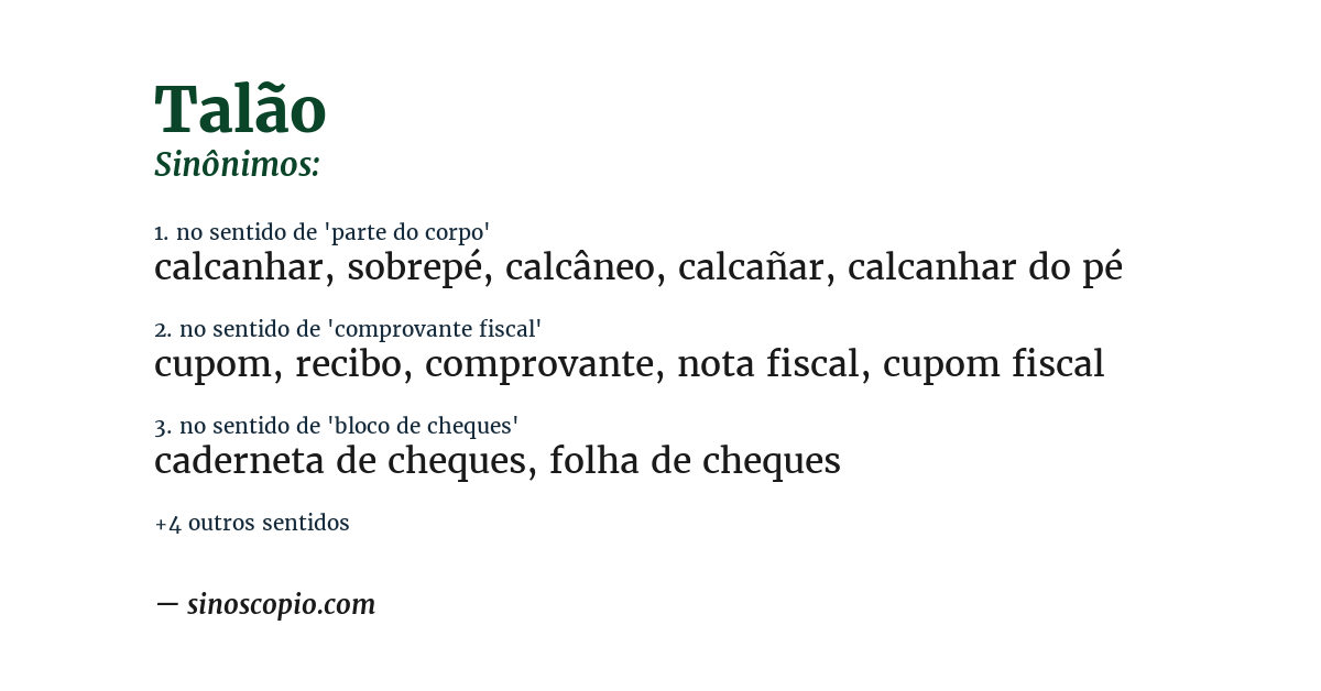 Sinônimo de talão