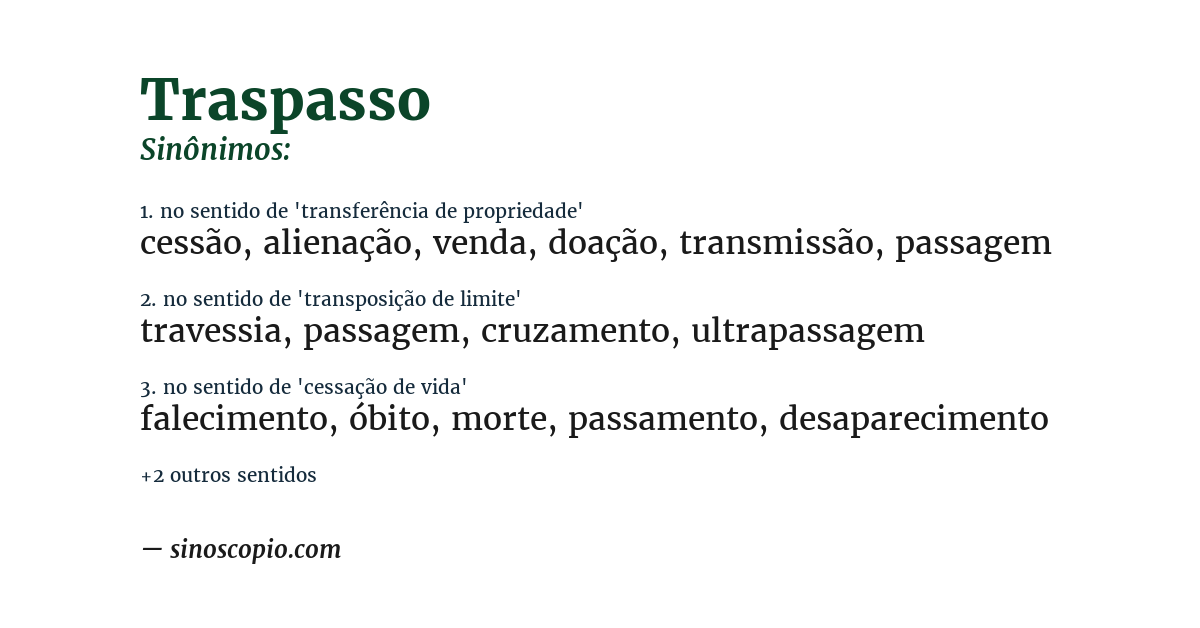 Sinônimo de traspasso