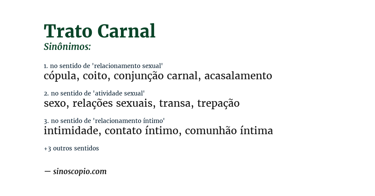 Sinônimo de trato carnal