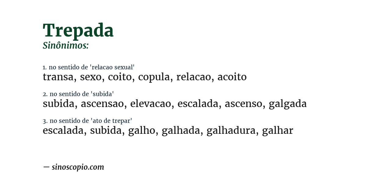 Sinônimo de trepada