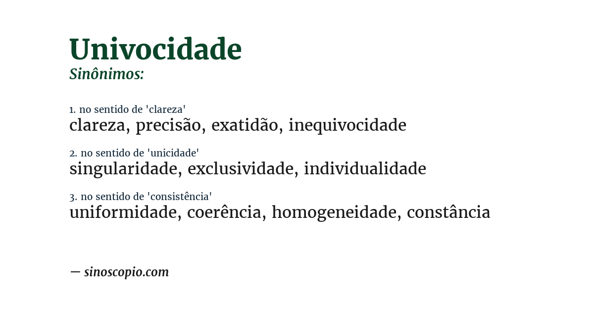Sinônimo de univocidade