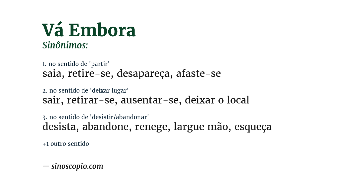 Sinônimo de vá embora