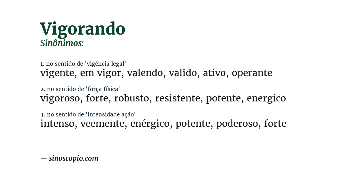 Sinônimo de vigorando