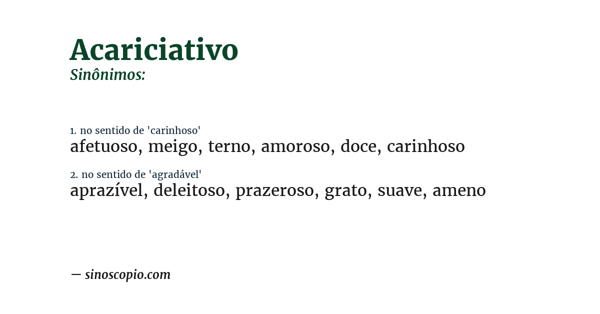 Sinônimo de acariciativo