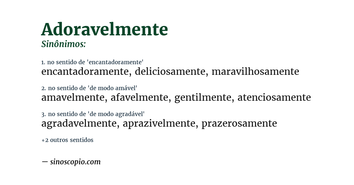 Sinônimo de adoravelmente