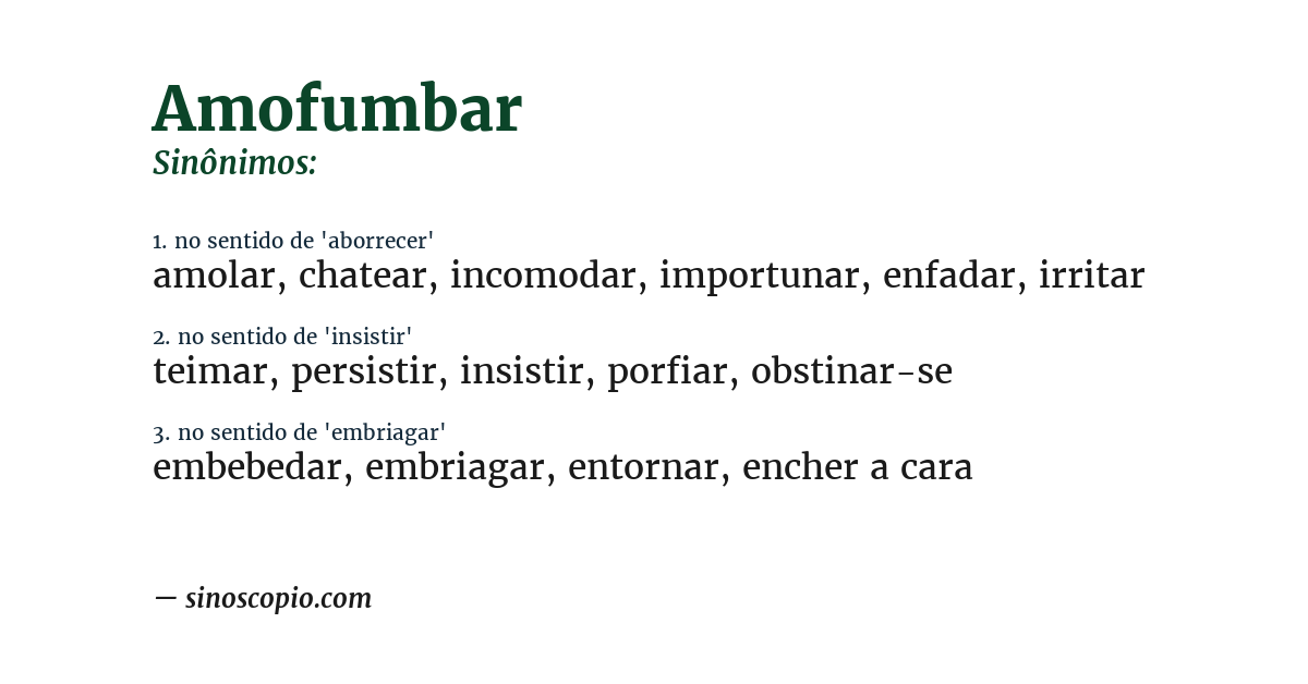 Sinônimo de amofumbar