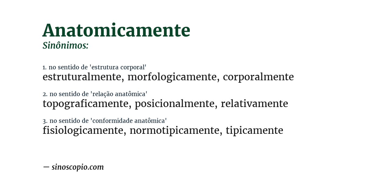 Sinônimo de anatomicamente