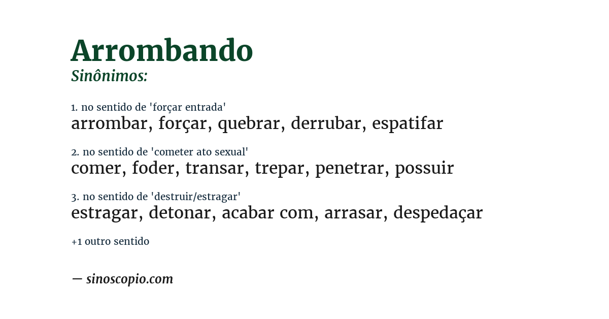 Sinônimo de arrombando