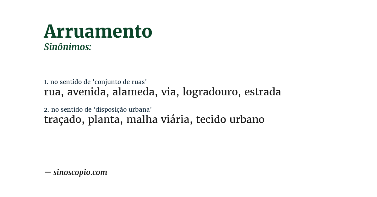 Sinônimo de arruamento