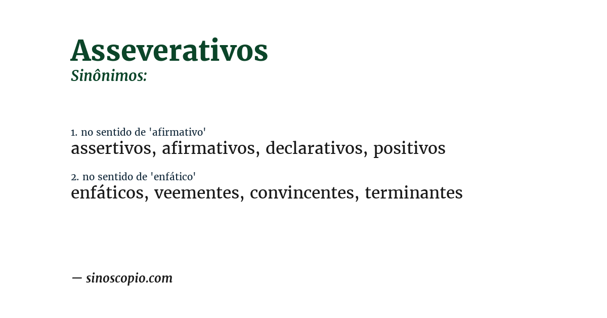 Sinônimo de asseverativos
