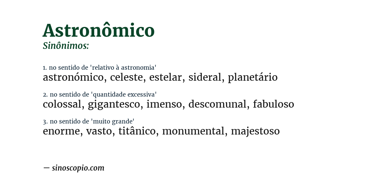Sinônimo de astronômico