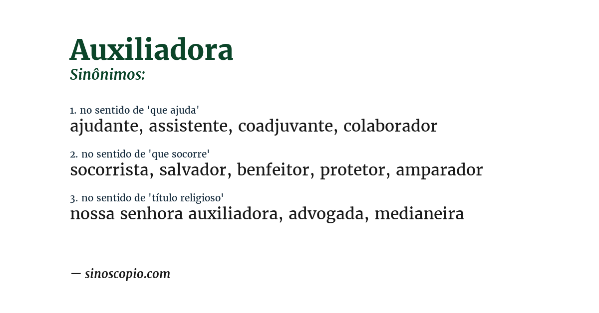 Sinônimo de auxiliadora