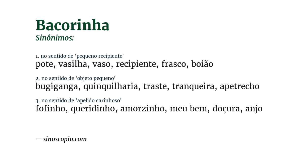 Sinônimo de bacorinha