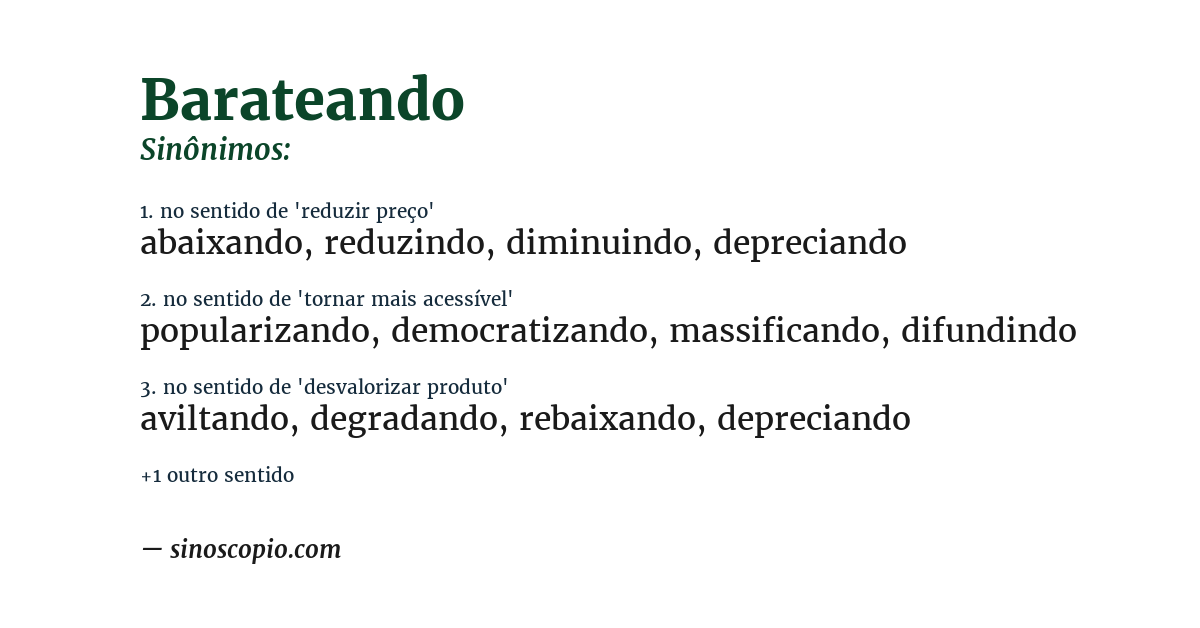 Sinônimo de barateando