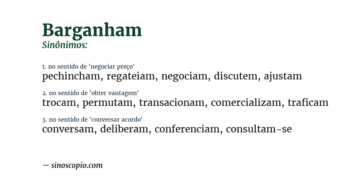 Sinônimo de barganham