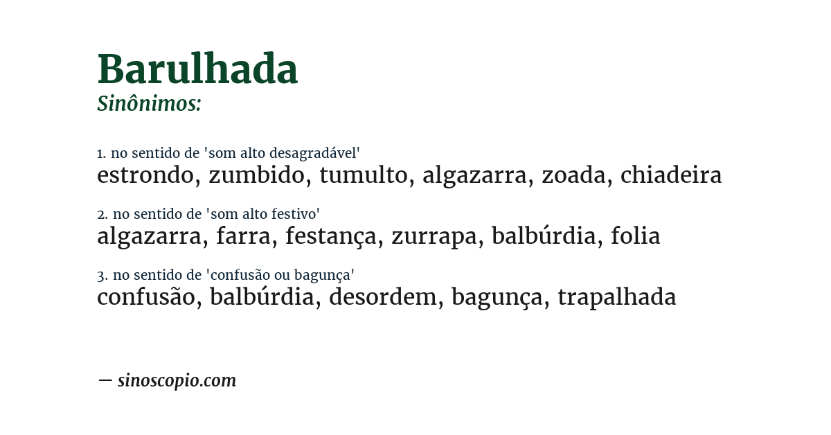Sinônimo de barulhada